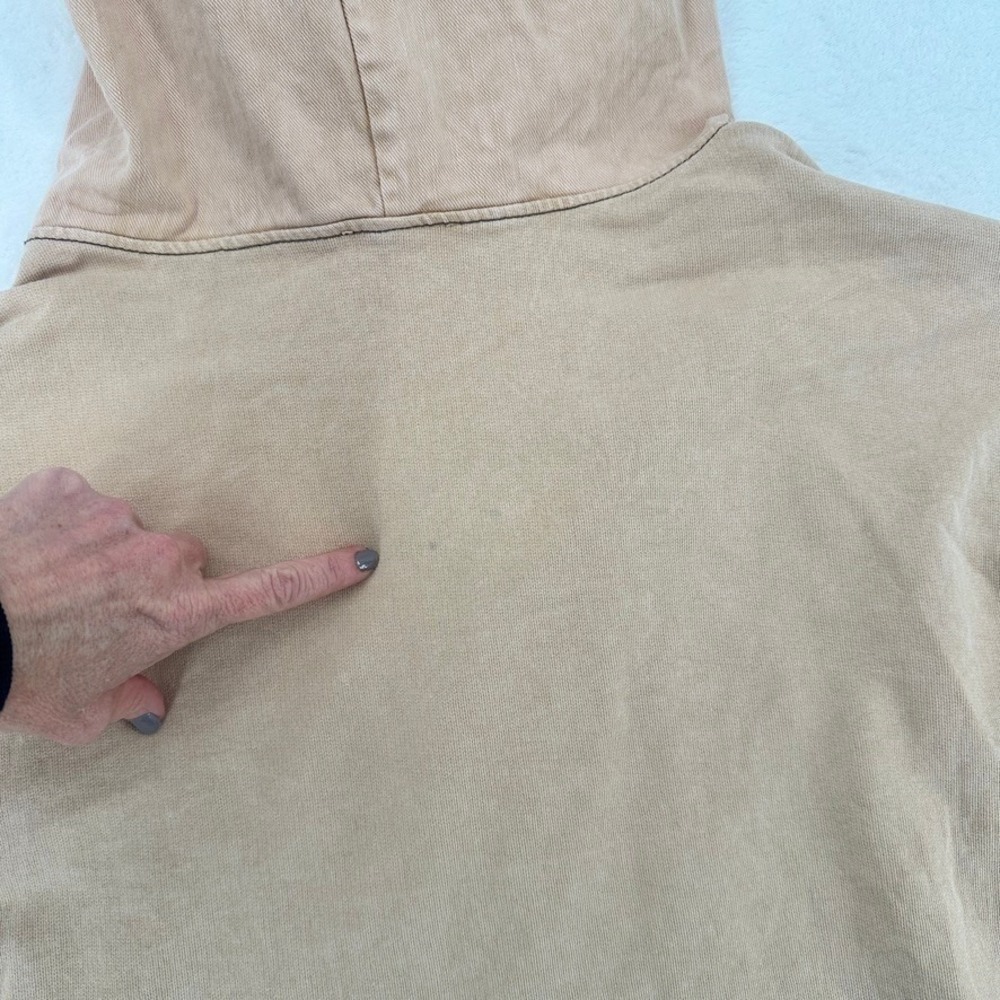 Zara Cropped‎ Hoodie Tan Beige Pullover Sweatshirt Size Small - Picture 9 of 15